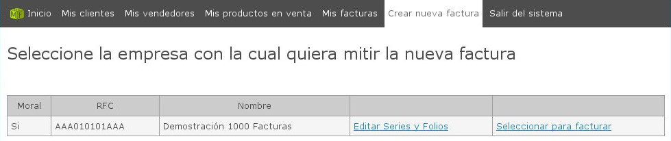 Seleccionar empresa para facturar